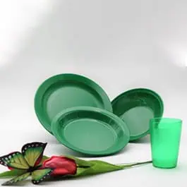 vajilla de plástico verde
